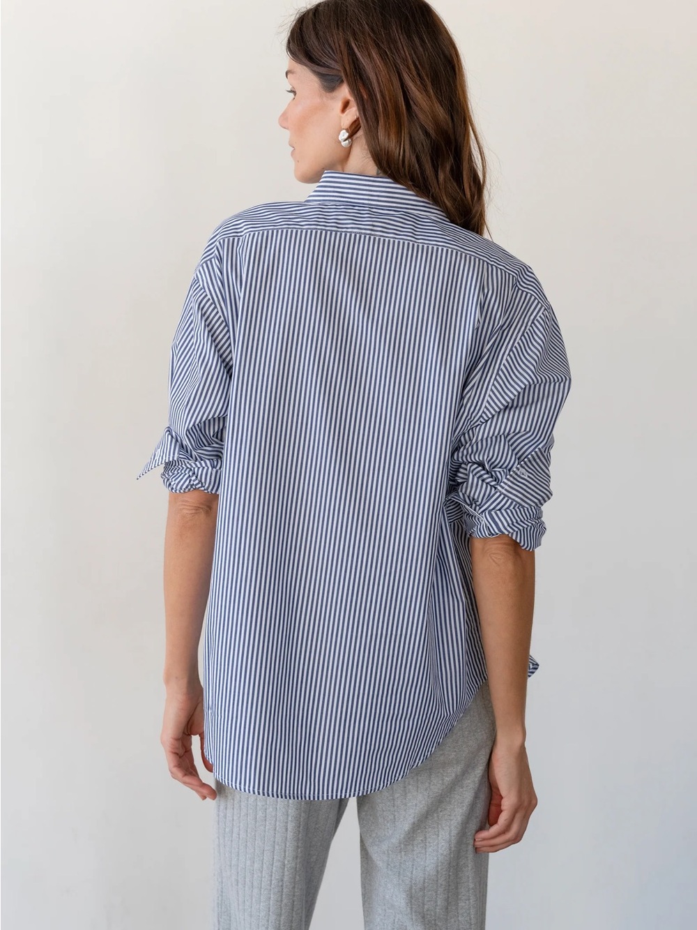 DONNI The Pop Shirt in Navy Stripe - Picture 3 of 6